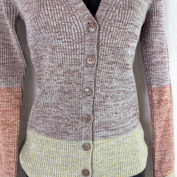 Ulla Johnson Posey Ribbed Knit Cardigan Sweater Pink Contrast Trim XS P - Picture 3 of 6
